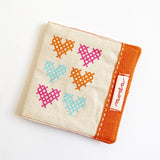 Make Time Large Needle Case, Crossed Stitched Hearts