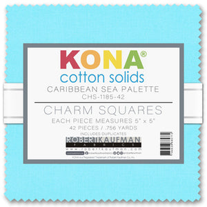 Kona Cotton Solids Charm Pack, Caribbean Sea