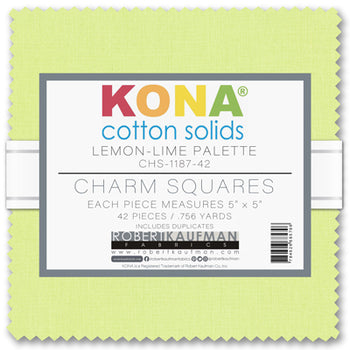 Kona Cotton Solids Charm Pack, Lemon-Lime