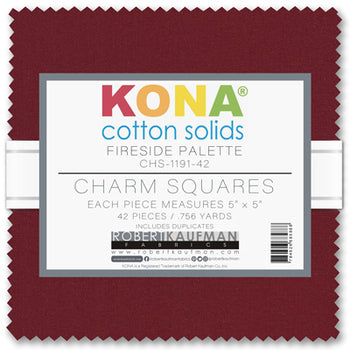 Kona Cotton Solids Charm Pack, Fireside