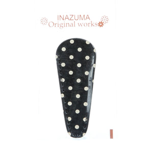 Leatherlike Polka Dot Embroidery Scissor Case, Black