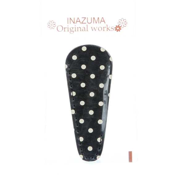 Leatherlike Polka Dot Embroidery Scissor Case, Black