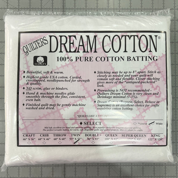 Quilters Dream Cotton Batting, Select Twin, White