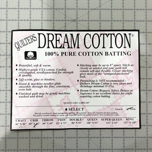 Quilters Dream Cotton Batting, Select Crib, White