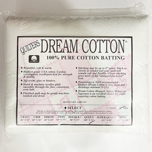 Quilters Dream Cotton Batting, Select Queen, White