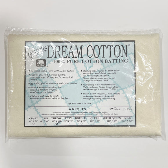 Quilters Dream Cotton Batting, Request Throw, Natural