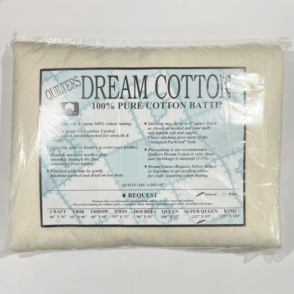 Quilters Dream Cotton Batting, Request Super Queen, Natural