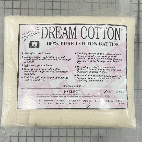 Quilters Dream Cotton Batting, Select Queen, Natural