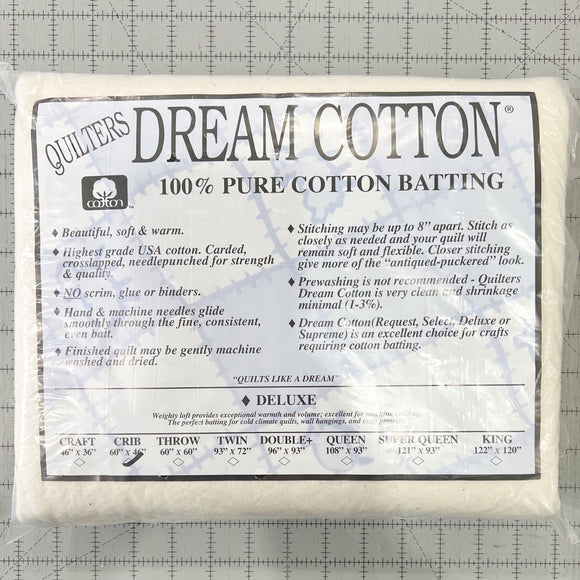 Quilters Dream Cotton Batting, Deluxe Crib, Natural