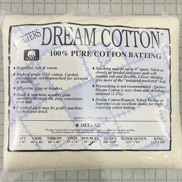 Quilters Dream Cotton Batting, Deluxe Double, Natural