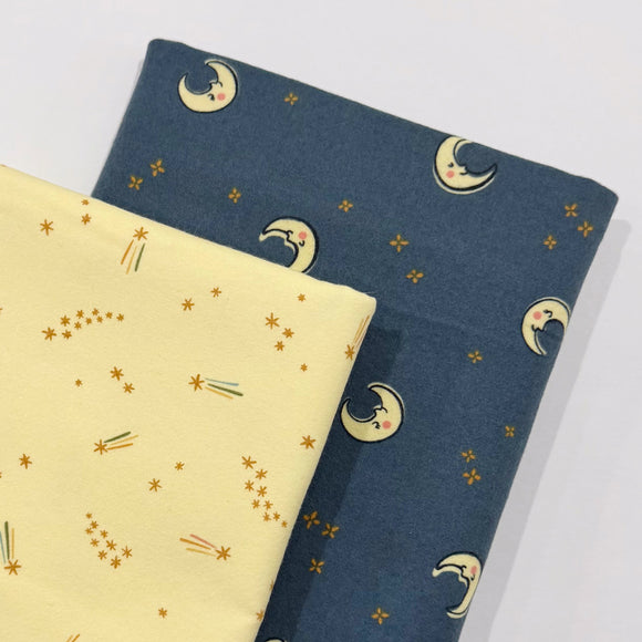 Cozy Flannel Receiving Blanket Kit, Navy Moon/Yellow Stars