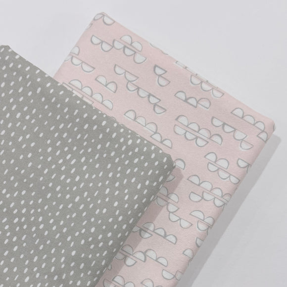 Cozy Flannel Receiving Blanket Kit, Pink Cloud/Gray Rain
