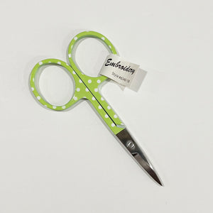 Embroidery Scissors, 3.5" Green Polka Dot