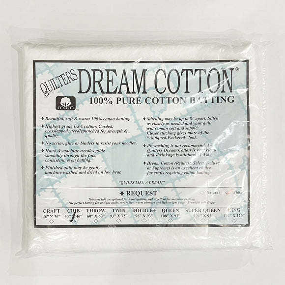 Quilters Dream Cotton Batting, Request Crib, White