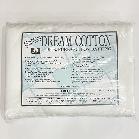 Quilters Dream Cotton Batting, Request Super Queen, White