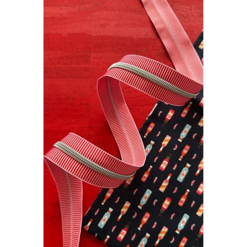 Sassafras Lane #5 Zipper, Red Stripe, Nickel