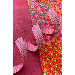 Sassafras Lane #5 Zipper, Pink Stripe, Nickel