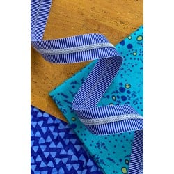 Sassafras Lane #5 Zipper, Blue Stripe, Nickel