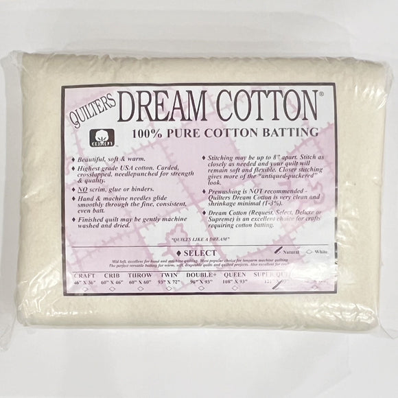 Quilters Dream Cotton Batting, Select Super Queen, Natural