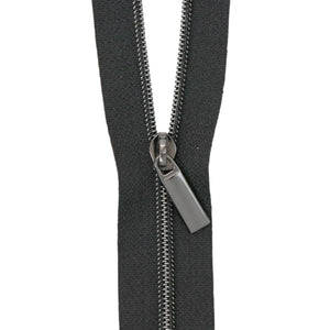 Sallie Tomato #3 Zippers by The Yard, Black/Gunmetal