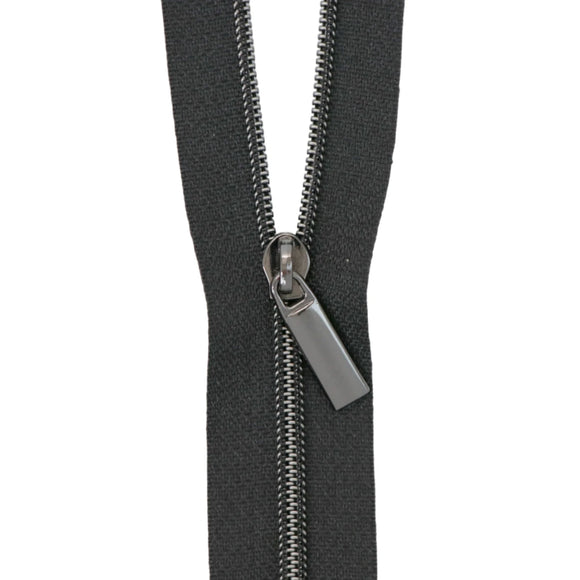 Sallie Tomato #3 Zippers by The Yard, Black/Gunmetal