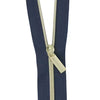 Sallie Tomato #3 Zippers by The Yard, Navy/Gold