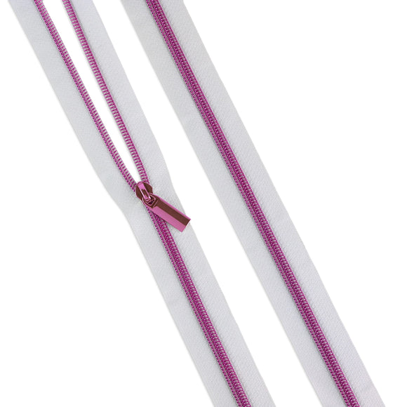 Sallie Tomato #5 Zippers by The Yard, White/Tula Pink