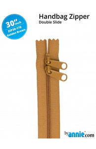 ByAnnie 30" Handbag Zipper, Double Slide, Golden Brown