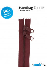 ByAnnie 30" Handbag Zipper, Double Slide, Cranberry