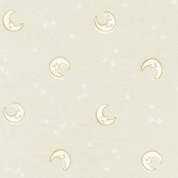 Over the Moon Flannel, Moon and Stars, Natural