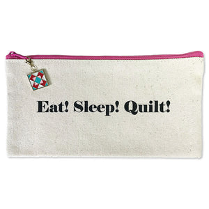 Quilter's Zippered Canvas Bag, Eat! Sleep! Quilt!