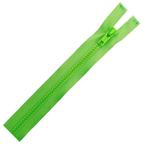 Separating Molded Zipper, 24" Lime Green