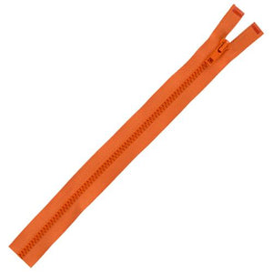 Separating Molded Zipper, 24" Orange